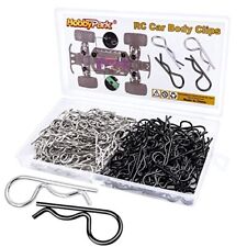 200Pcs Universal RC Car Body Clips Silver & Black R Pins for 1/10 Scale Traxxas