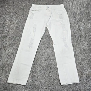 Unbranded Girls Jeans Straight Leg Distressed White Large - Picture 1 of 13