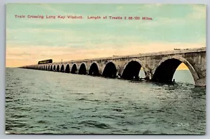 C1910 Train Crossing Long Key Viaduct Key West Extensión Florida Postal N450 - Imagen 1 de 2