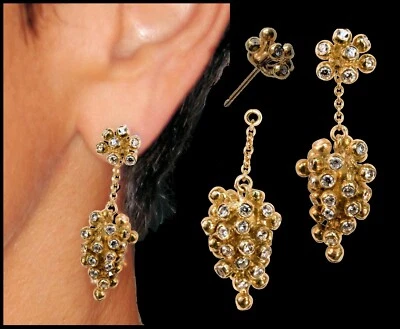 NEW: Grapes Drop Earring, Detachable Stud, Inter-changeable 14K Gold & Diamonds - Image 1 of 4