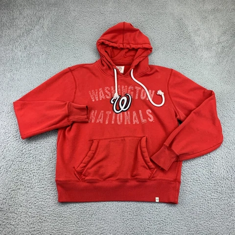 Washington Nationals Hoodie Mens Medium Red Sweatshirt MLB Baseball 47 Brand Cover