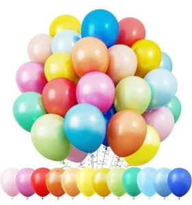 RUBFAC 100pcs Balloons 12 Inch Rainbow Latex Balloons with 12 Assorted Colors - Picture 1 of 6