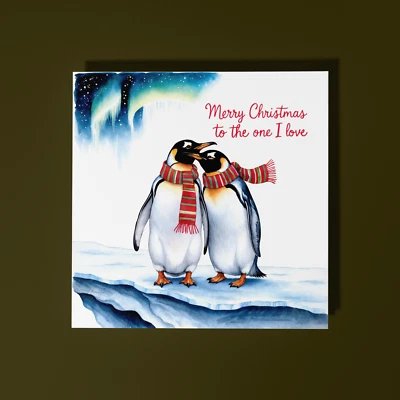 SMART JESTER Handmade Penguins Merry Christmas to the one you love Greeting Card and Envelope