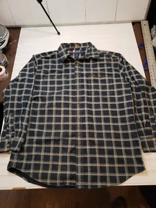 Ralph Lauren Chaps 100% COTTON Shirt Mens XL Blue Plaid Long Sleeve  Heavy    q4 - Picture 1 of 7