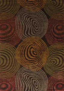 Multi 2x7 Prints Contemporary Circles Runner Rug: Actual Size 1' 11" x 7' 2" - Picture 1 of 1