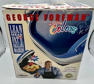 George Foreman Grill In Grilling Colors Blue Salton GR10ABWV NEW Open Box - Picture 1 of 9