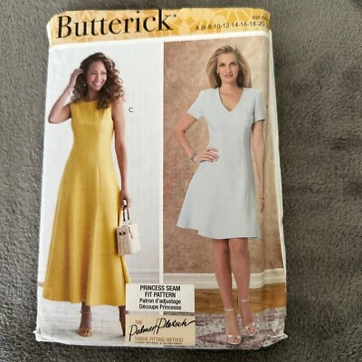 Butterick B6850 Fit Flare Dress Sewing Pattern 6-22 Princess Seam Jewel V Neck - Image 1 of 4