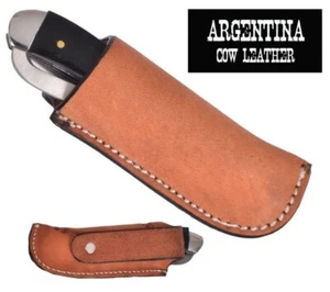 MESSERSCHEIDE glattes argentinisches Rindsleder genäht mit Gürtelschlaufe - Bild 1 von 1