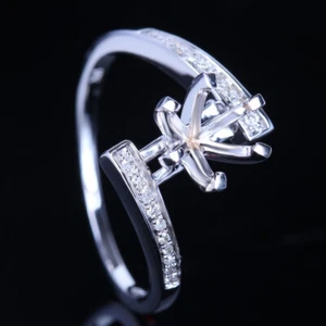 Ring Silber 925 Fassung 6 mm rund Verlobung Hochzeit natürlicher Diamant Halbfassung - Bild 1 von 7