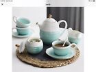 SWEEJAR Porcelain Tea Sets,8 Oz Cups and Saucer Teaspoon Set of 4, with Teapot S