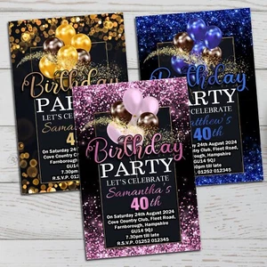 10 Personalised Birthday Invitations 18th 21st 30th 40th 50th 60th 70th 80th 90t - Picture 1 of 4