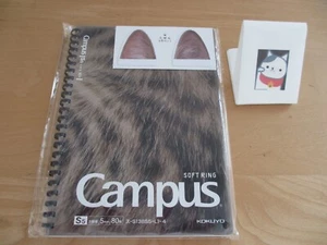 Campus SOFT RING JAPAN Limited Tabby Cat Notebook RARE KOKUYO with sticky notes - Picture 1 of 3