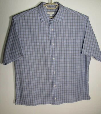 BARAKETT Robert Barakett Men's Size 17.5 34/35 Grey Purple Plaid Short Sleeve - Image 1 of 3