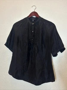 Banana Republic Women’s Small Black Silk Half Button Tunic Top  - Picture 1 of 15