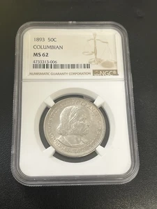 1893 Columbian Commemorative Half Dollar NGC MS-62 - UNCIRCULATED - SLAB - 50C - Picture 1 of 2