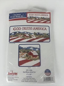 Janlynn Counted Cross Stitch Kit 997-1904 God Bless America 9" x 22" Patriotic - Picture 1 of 2