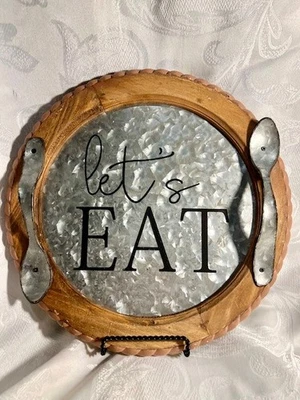 Bandeja de servir redonda galvanizada decorativa Foto 1 de 4