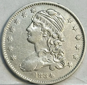 1834 Capped Bust Quarter, (O Over F) XF, Philadelphia Mint, Scarce - Picture 1 of 4