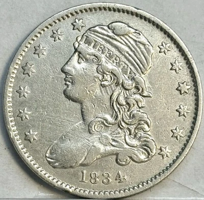1834 Capped Bust Quarter, (O Over F) XF, Philadelphia Mint, Scarce - Image 1 of 4
