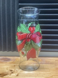 Handbemalte Weihnachts Stechpalme Glas Orkan Öllampe Kamin - Bild 1 von 2