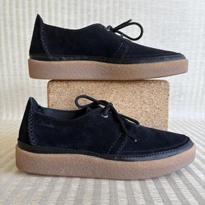 Scarpe basse Clarks Oakpark uomo taglia 9 nere scamosciate stringate suola gomma casual comode - Foto 1 di 19
