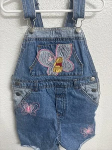 Pooh Butterfly Embroidery Short Overalls Size 6 - Picture 1 of 6