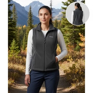 Columbia Women Gray Fleece Vest Full Zip Size S Lightweight Outdoor - Picture 1 of 11