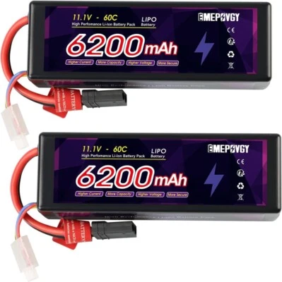 3S Lipo Battery 11.1V 6200mAh 60C with Hard Case XT60 Plug for RC Racing Truck - Image 1 of 4