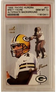 1999 Pacific Aurora Brett Favre PINSTRIPE PARALLEL graded PSA 10 card POP 6 - Picture 1 of 2