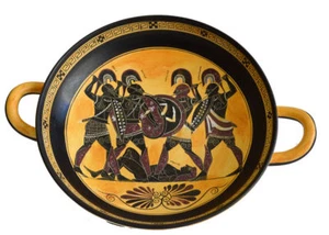 Achilles Hector Menelaos Paris -Trojan War Theme - Kylix - Museum Replica - Picture 1 of 5
