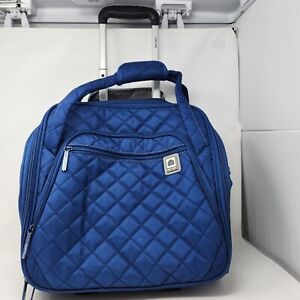 Delsey Paris Quilted Rolling Overnight Travel Bag Handle Wheels BLUE