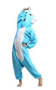 Elephant Animal Costume Plush One Piece Pajamas for Adults XL Blue/white - Picture 1 of 5