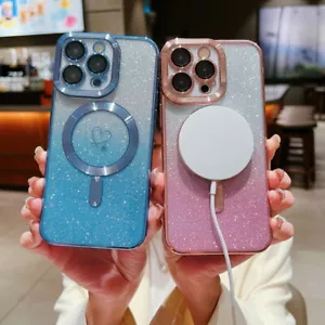 For iPhone 15 14 13 12 Pro Max 11 Bling Gradient Magnetic Shockproof Case Cover - Picture 1 of 18