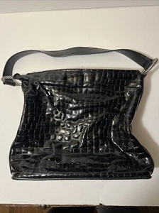 Brighton Vintage Leather Black Embossed Alligator Handbag Purse Bag - Picture 1 of 14