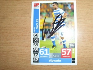 1 Match Attax Card 2018/19 Kevin Wolze MSV Duisburg Signed