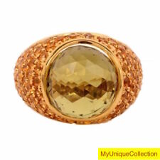 18k Yellow Gold Citrine Dome Italian Prana Gioia Ring 13.4 Grams 6 3/4"