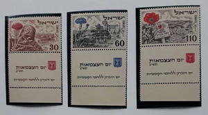 Israel 62-64 tab,MNH.Mi 69-71 zf Independence Day 1952. Battlefield, Flowers - Picture 1 of 2