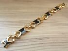Vintage Black Enamel Gold Plated Ladies 4.5mm 12mm Watch Strap Fold Over Clasp