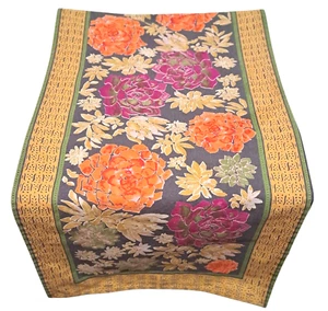 Table Runner Floral - Pink Orange Gray - 16 x 90 World Market - Picture 1 of 6