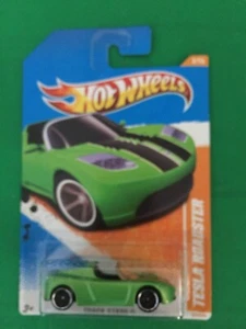 2011 Hot Wheels #67 Track Stars 2/15 TESLA ROADSTER Green w/Black Pr5 Spokes 158 - Picture 1 of 8