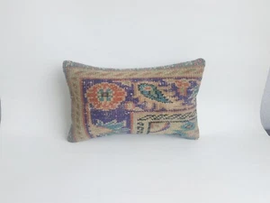 Rug Pillow Cover Turkish Handwoven Oriental Carpet Pillow 12x20 in - Picture 1 of 9