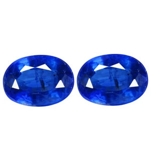 2.54 Ct VVS [2Pcs Pair] Excellent Oval 7 x 5 MM Royal Blue 100% Natural Kyanite - Picture 1 of 5