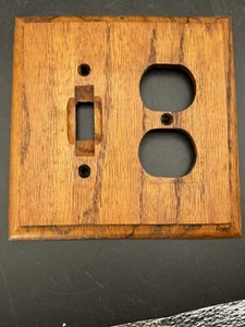 Vintage Massivholz Schalter Plattenabdeckung Holz Kipplichtschalter & Steckdose - Bild 1 von 3