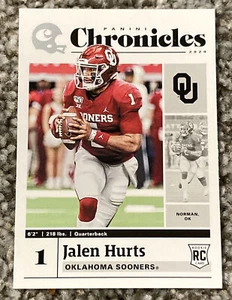 2020 Chronicles Draft Picks Jalen Hurts #14 Rookie Oklahoma Sooners RC Eagles - Foto 1 di 2