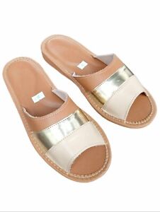 Woman's leather Slippers Handmade Comfy Indoor Outdoor open toe Mules sandals