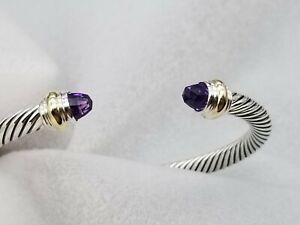 David Yurman Cable Classic Bracelet with Amethyst and 14K Gold 5mm sz small