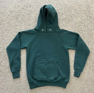 Vtg Kids Champion Green Cotton Blend 80s Green Hoodie Lrg (14-16) - Picture 1 of 6