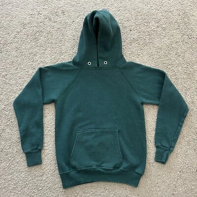 Vtg Kids Champion Green Cotton Blend 80s Green Hoodie Lrg (14-16) - Image 1 of 4