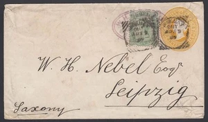 INDIA, 1889. Cover H&G 3, 43, Control, Sea Post, Leipzig - Picture 1 of 1