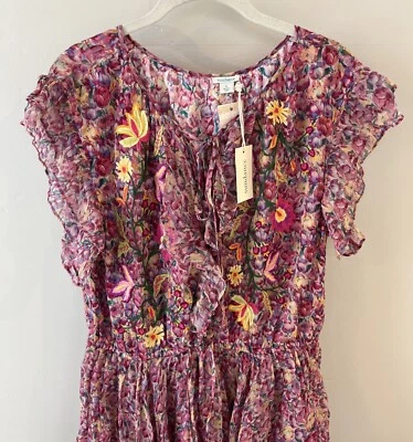 Новый с Ярлыками Sundance каталог розовый ярусный цветочный «Eden вышитое платье» размер L $298 - Изображение 1 из 4